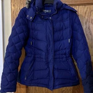 Kenneth Cole Reaction Royal Blue Quilted Puffer Coat